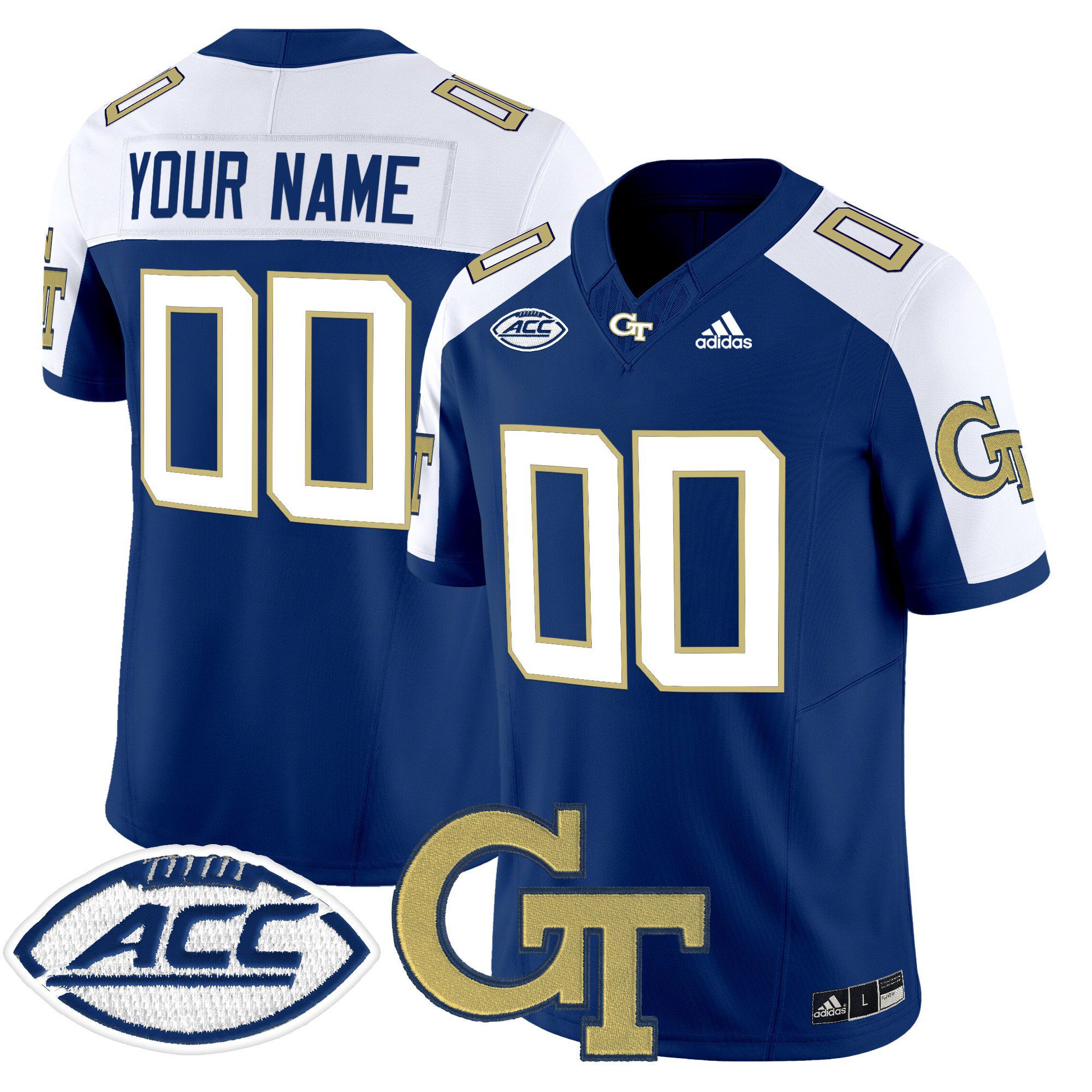 Men Georgia Tech Blue Adidas 2024 Vapor Limited Custom NCAA Jersey->customized ncaa jersey->Custom Jersey